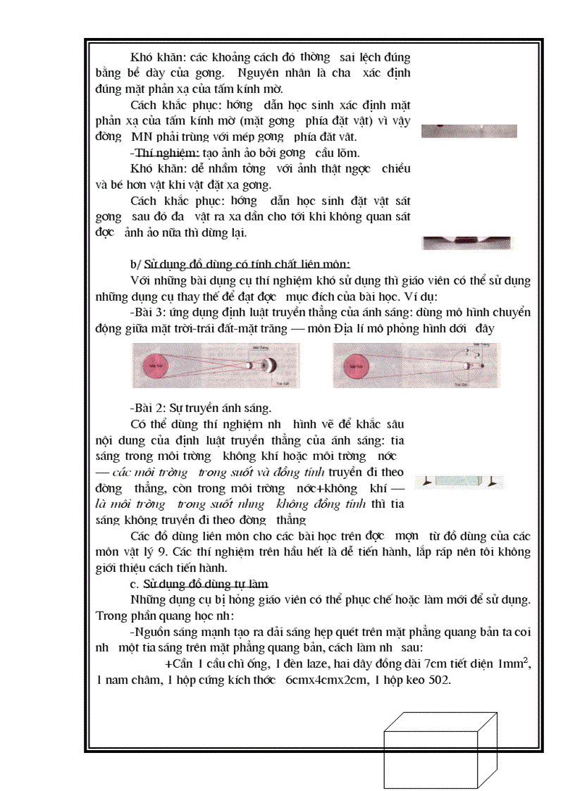 image for page Sử dụng đồ dùng dạy học với bộ môn vật lý 7 phần quanghọc