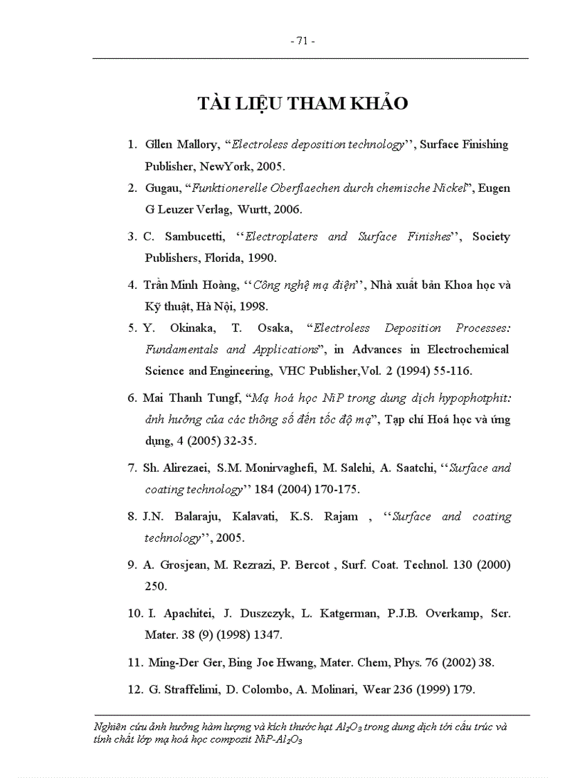 image for page Nghiên cứu ảnh hưởng hàm lượng và kích thước hạt Al2O3 trong dung dịch tới cấu trúc và tính chất lớp mạ hoá học compozit NiP Al2O3