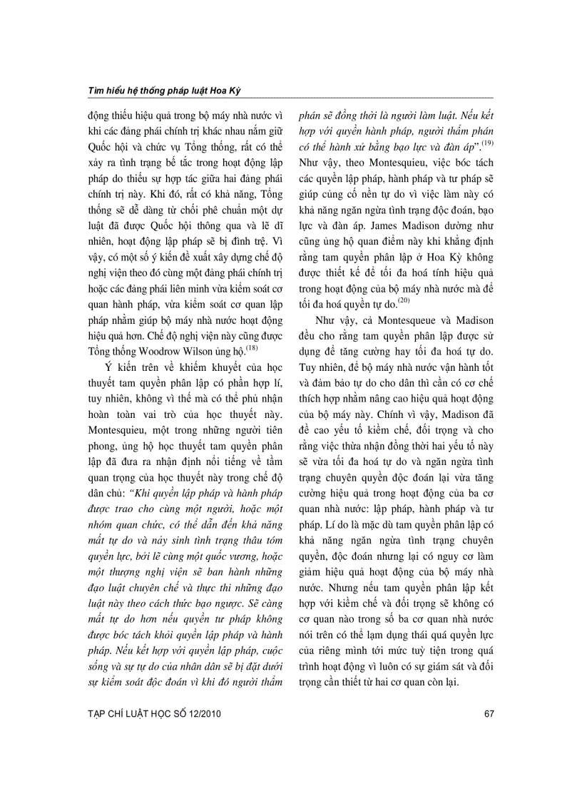 image for page Bàn về học thuyết tam quyền phân lập và kiếm chế đối trọng trong hiến pháp hoa kỳ