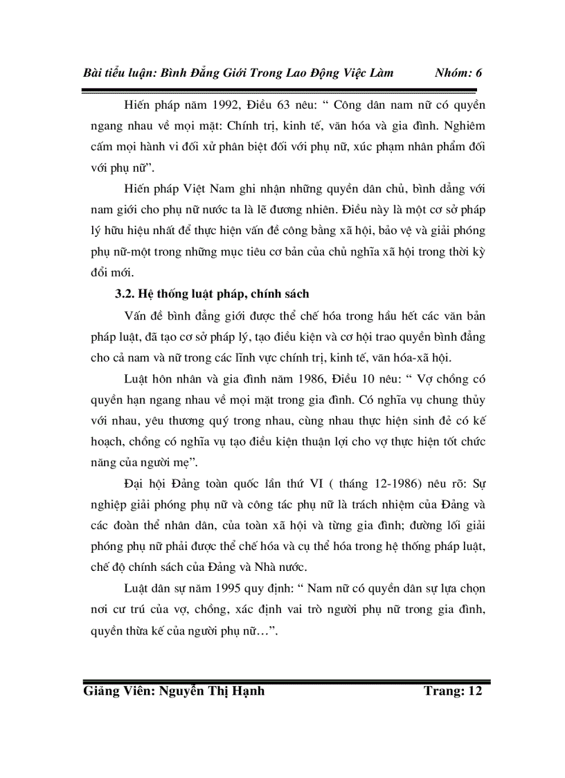 image for page Bình Đẳng Giới Trong Lao Động Việc Làm Ở Việt Nam Trong Giai Đoạn Hiện Nay