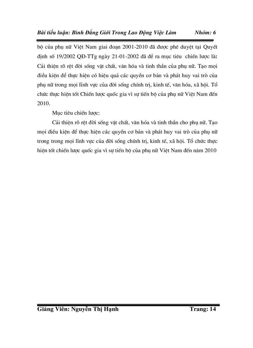 image for page Bình Đẳng Giới Trong Lao Động Việc Làm Ở Việt Nam Trong Giai Đoạn Hiện Nay