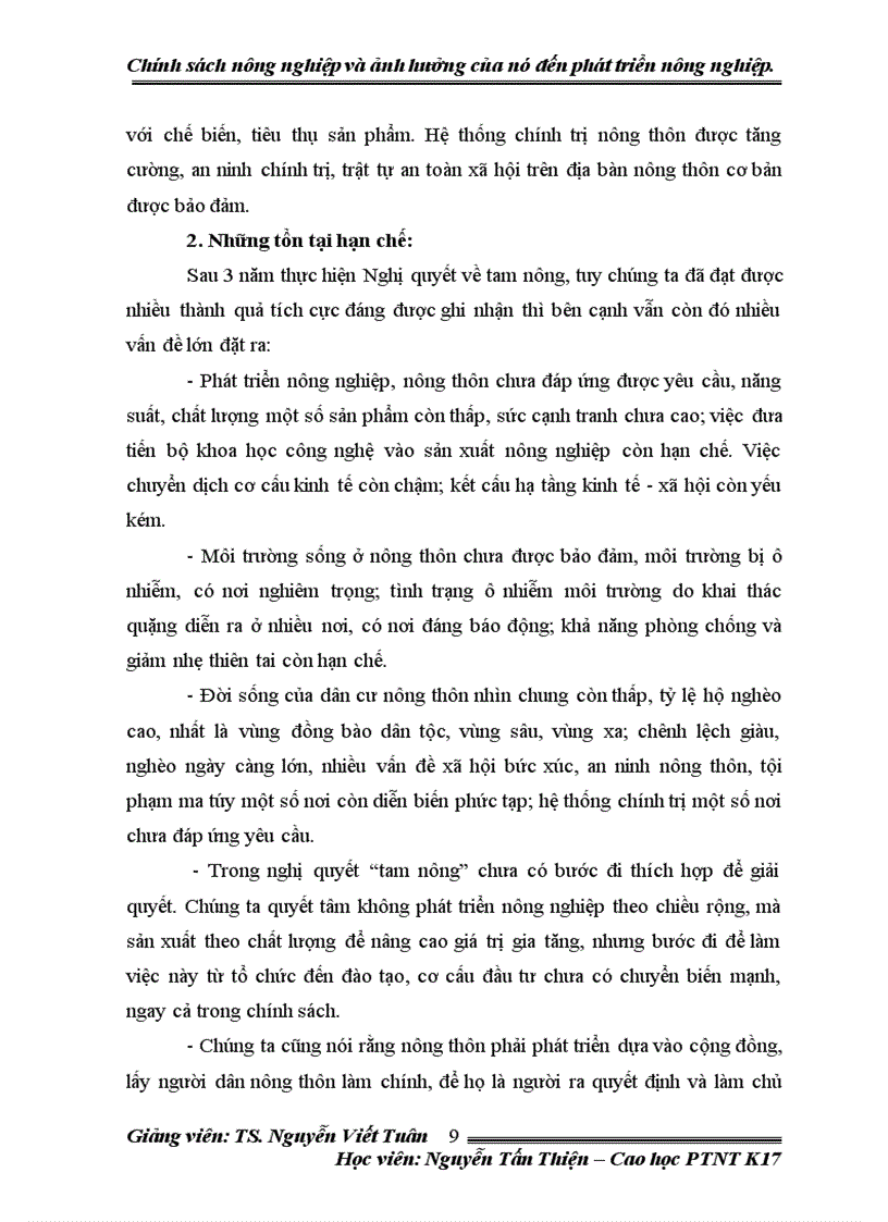 image for page Chính sách nông nghiệp và ảnh hưởng của nó trong phát triển nông thôn