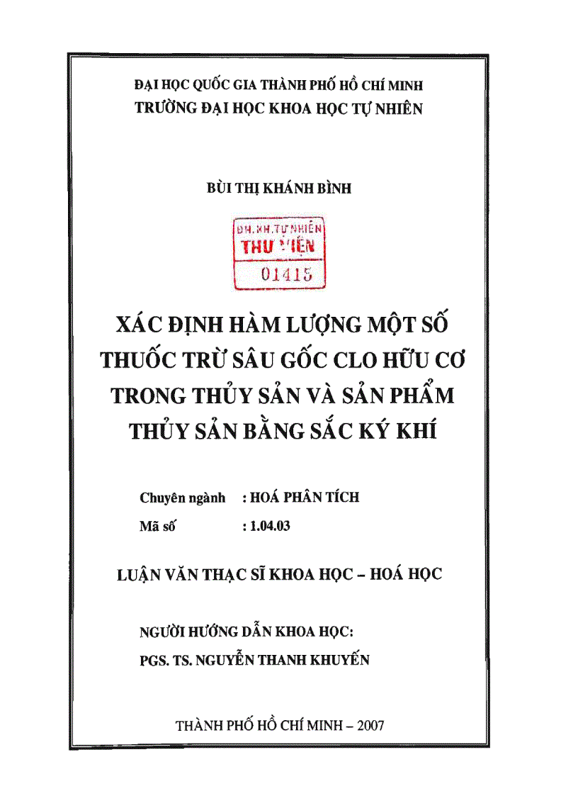 image for page Xác định hàm lượng một số thuốc trừ sâu gốc clo hữu cơ trong thủy sản và sản phẩm thủy sản bằng sắc ký khí