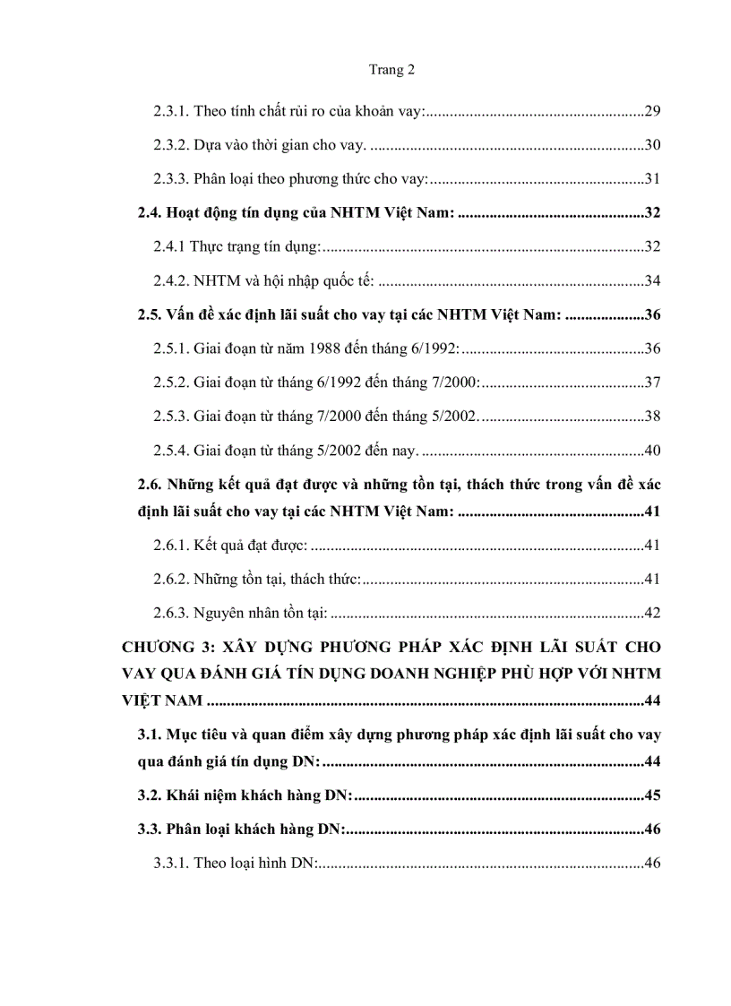 image for page Phương pháp xác định lãi xuất cho vay qua đánh giá tín dụng Doanh nghiệp tại Ngân hàng Thương mại Việt Nam