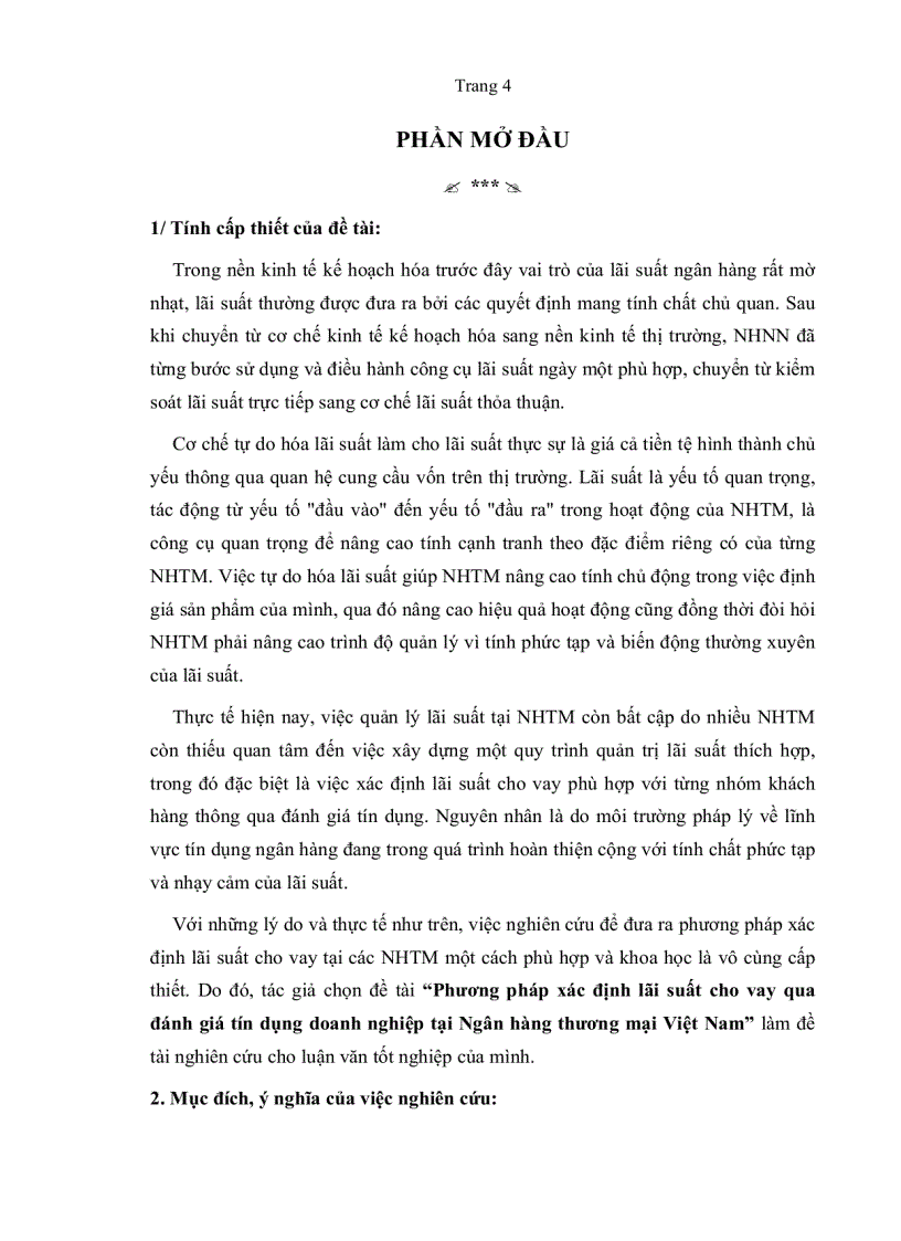 image for page Phương pháp xác định lãi xuất cho vay qua đánh giá tín dụng Doanh nghiệp tại Ngân hàng Thương mại Việt Nam