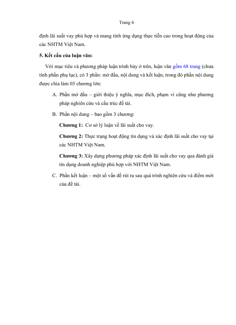 image for page Phương pháp xác định lãi xuất cho vay qua đánh giá tín dụng Doanh nghiệp tại Ngân hàng Thương mại Việt Nam