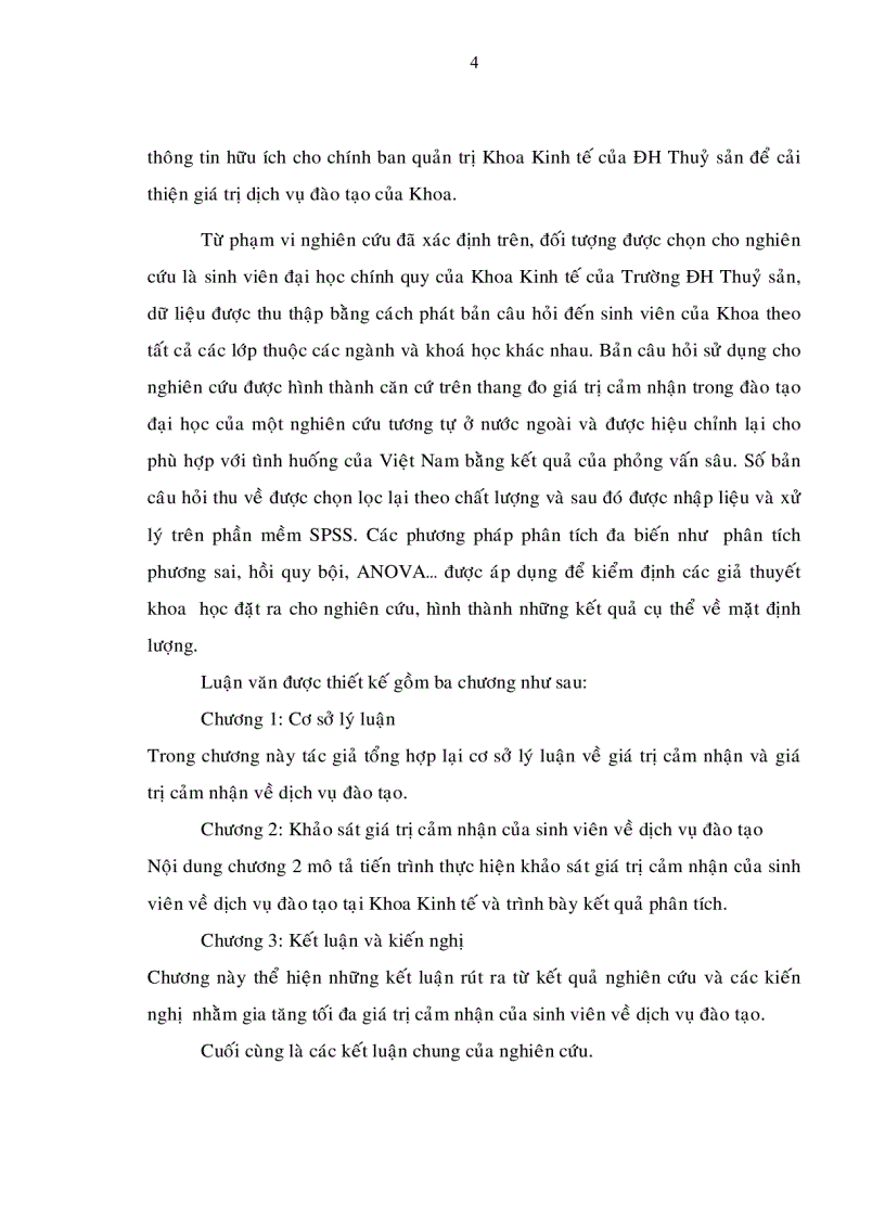 image for page Cảm nhận của sinh sinh về chất lượng dịch vu đào tạo của khoa kinh tế Trường ĐH Thủy Sản