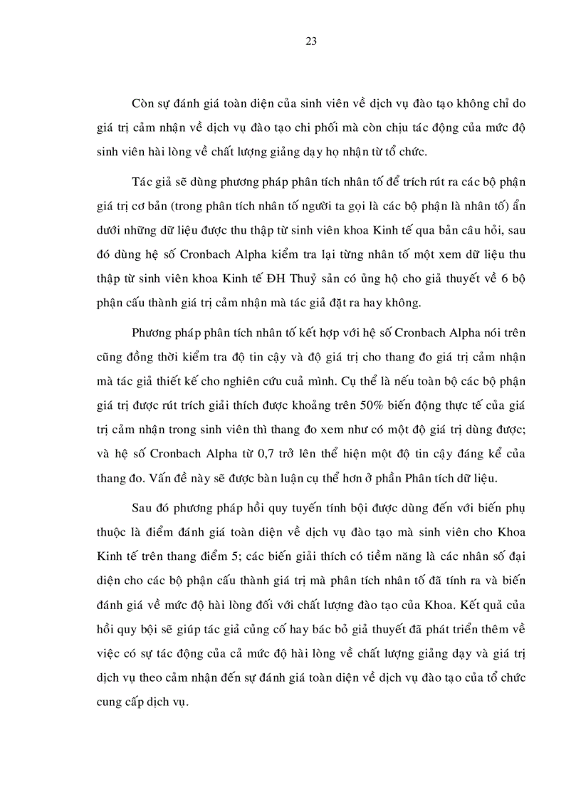 image for page Cảm nhận của sinh sinh về chất lượng dịch vu đào tạo của khoa kinh tế Trường ĐH Thủy Sản