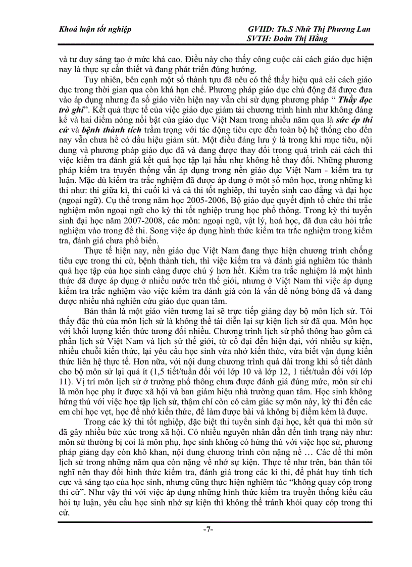 image for page Biên soạn và sử dụng hệ thống câu trắc nghiệm khách quan môn lịch sử nhằm góp phần nâng cao hiệu quả kiểm tra đánh giá trong dạy học lịch sử ở trường phổ thông