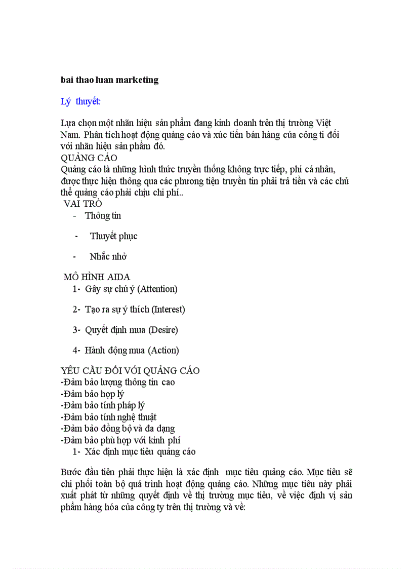 image for page MarketingLựa chọn một nhãn hiệu sản phẩm đang kinh doanh trên thị trường Việt Nam Phân tích hoạt động quảng cáo và xúc tiến bán hàng của công ti đối với nhãn hiệu sản phẩm đó