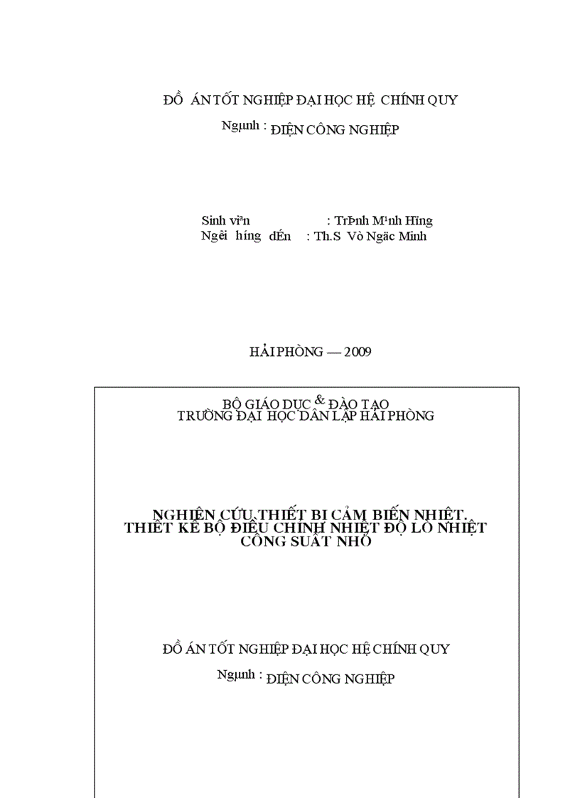 Nghiên cứu thiết bị cảm biến nhiệt Thiết kế bộ điều chỉnh nhiệt độ lò nhiệt công suất nhỏ