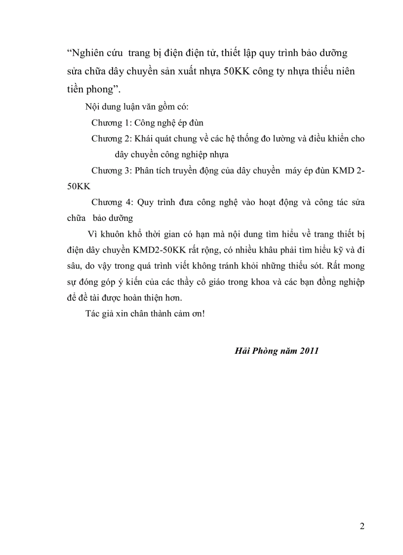 image for page Nghiên cứu trang bị điện điện tử thiết lập quy trình bảo dưỡng sửa chữa dây chuyền sản xuất nhựa 50KK công ty nhựa thiếu niên tiền phong
