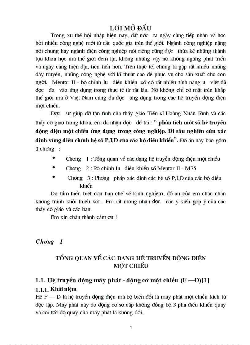 image for page Phân tích một số hệ truyền động điện một chiều ứng dụng trong công nghiệp Đi sâu nghiên cứu xác định vùng điều chỉnh hệ số P I D của các bộ điều khiển
