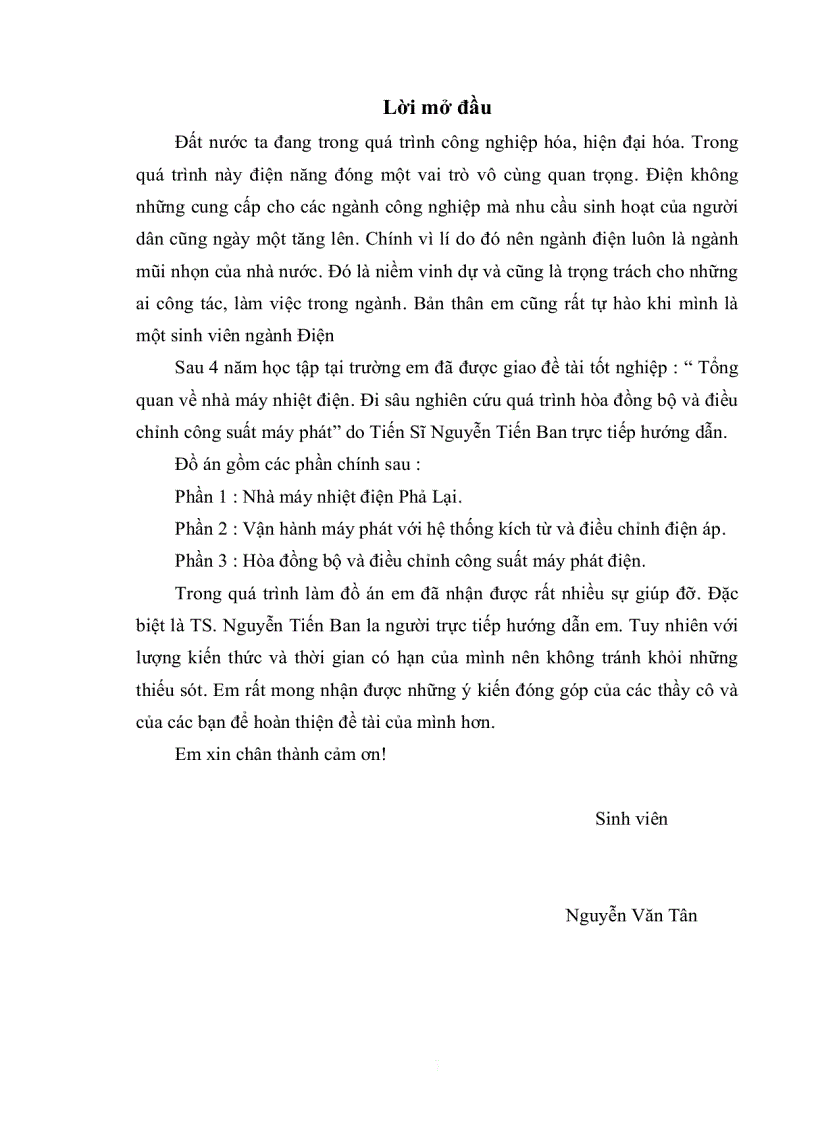 image for page Tổng quan về nhà máy nhiệt điện Đi sâu nghiên cứu quá trình hòa đồng bộ và điều chỉnh công suất máy phát