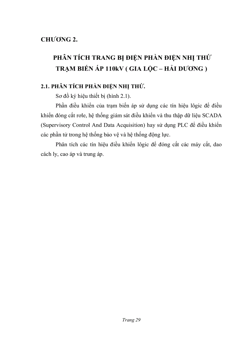 image for page Thiết kế hệ thống điều khiển bảo vệ cho trạm biến áp trung gian Gia Lộc Hải Dương bằng PLC của Siemens