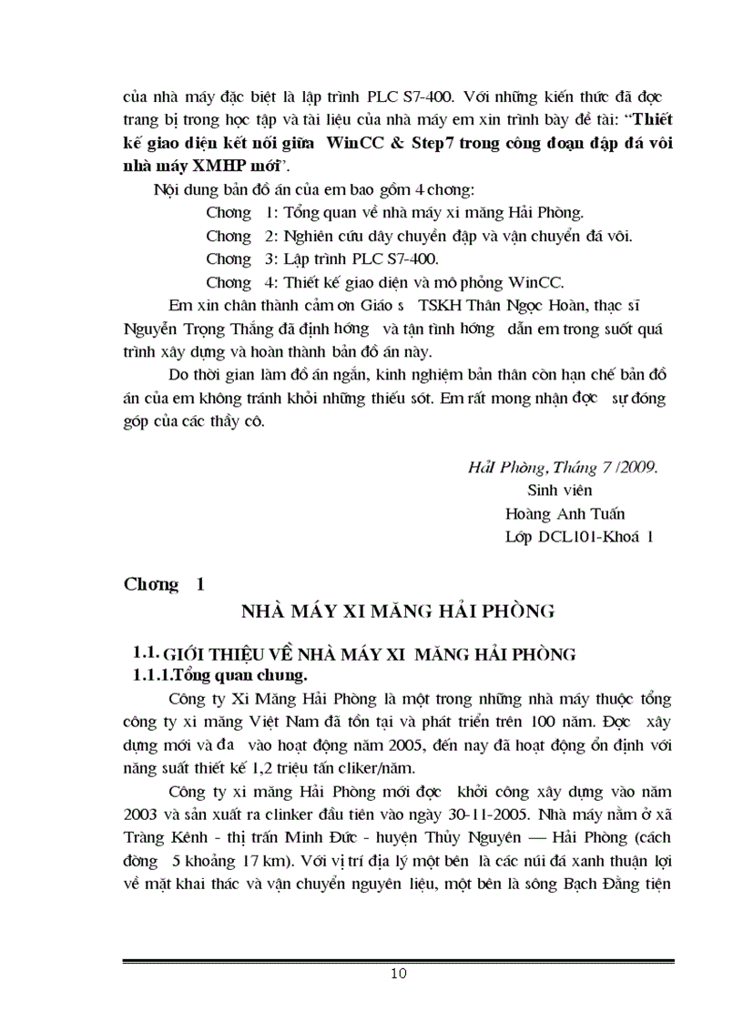 image for page Hiết kế giao diện kết nối giữa WinCC Step7 trong công đoạn đập đá vôi nhà máy XMHP mới