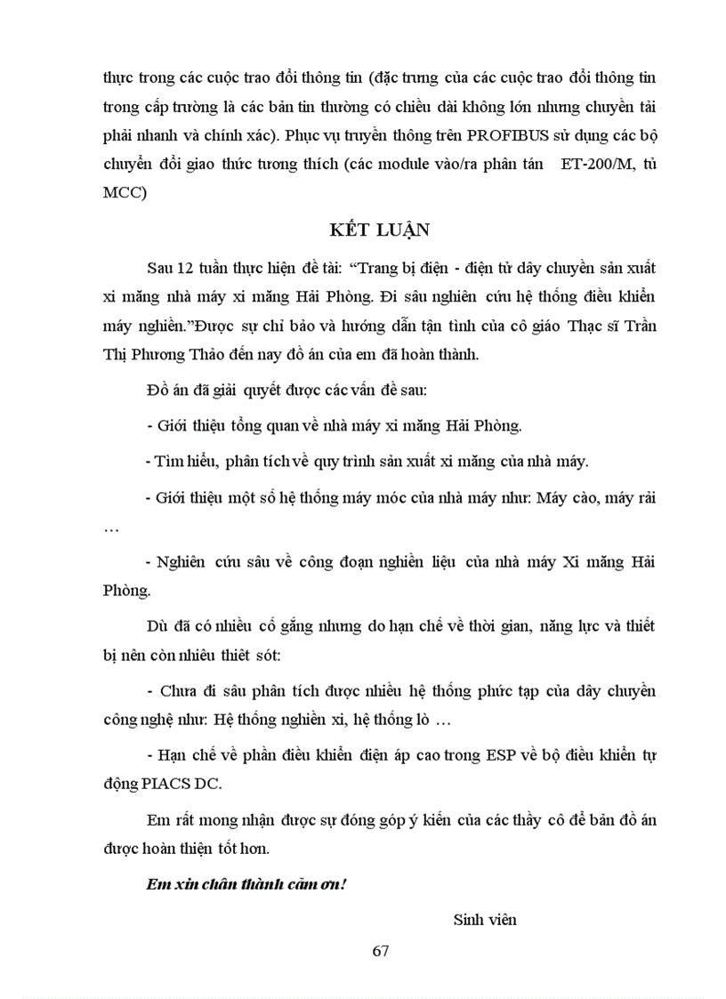 image for page Trang bị điện điện tử dây chuyền sản xuất xi măng nhà máy xi măng Hải Phòng Đi sâu nghiên cứu hệ thống điều khiển máy nghiền