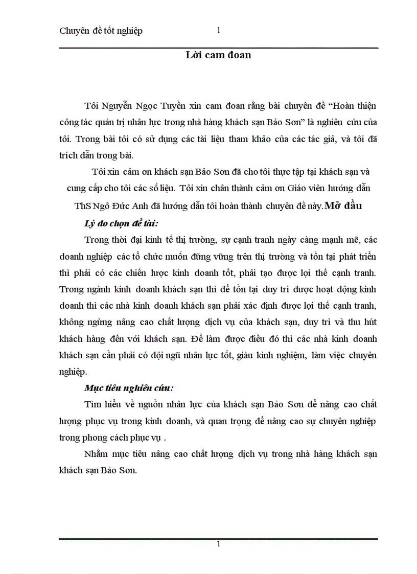 image for page Hoàn thiện công tác quản trị nhân lực trong nhà hàng khách sạn Bảo Sơn