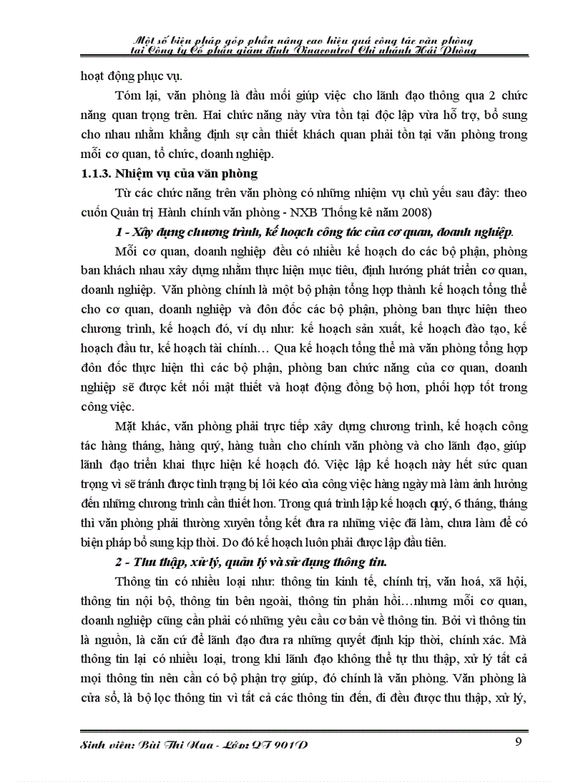 image for page Một số biện pháp góp phần nâng cao hiệu quả công tác văn phòng tại Công ty Cổ phần giám định Vinacontrol Chi nhánh Hải Phòng