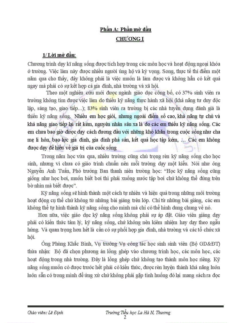 image for page Một số biện pháp giáo dục và rèn luyện kỹ năng sống cho học sinh qua môn tiếng việt lớp 4
