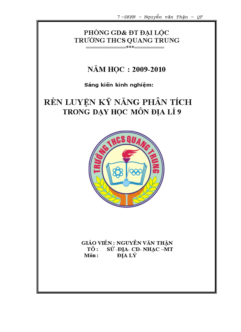 image for page Rèn luyện kỹ năng phân tích cho học sinh trong học tập địa lí lớp 9