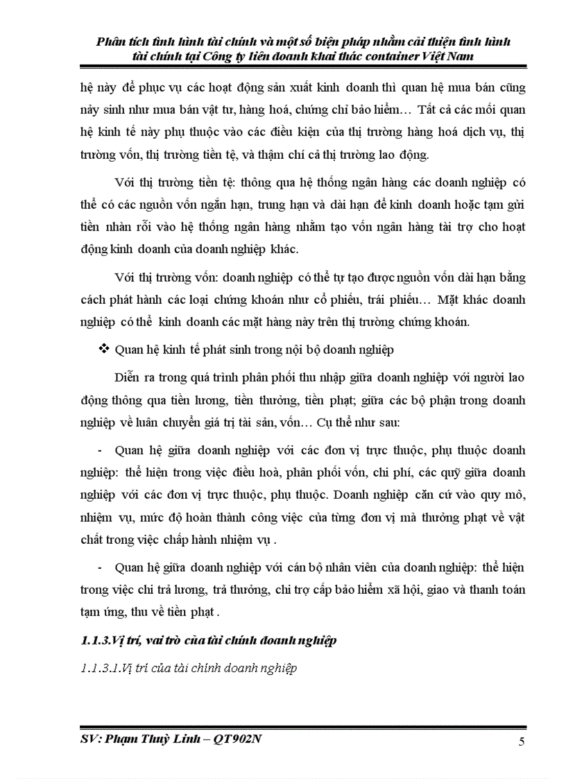 image for page Phân tích tình hình tài chính và một số biện pháp nhằm cải thiện tình hình tài chính tại Công ty liên doanh khai thác container Việt Nam