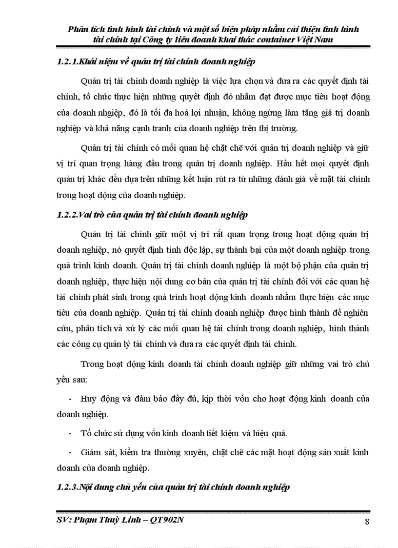 image for page Phân tích tình hình tài chính và một số biện pháp nhằm cải thiện tình hình tài chính tại Công ty liên doanh khai thác container Việt Nam