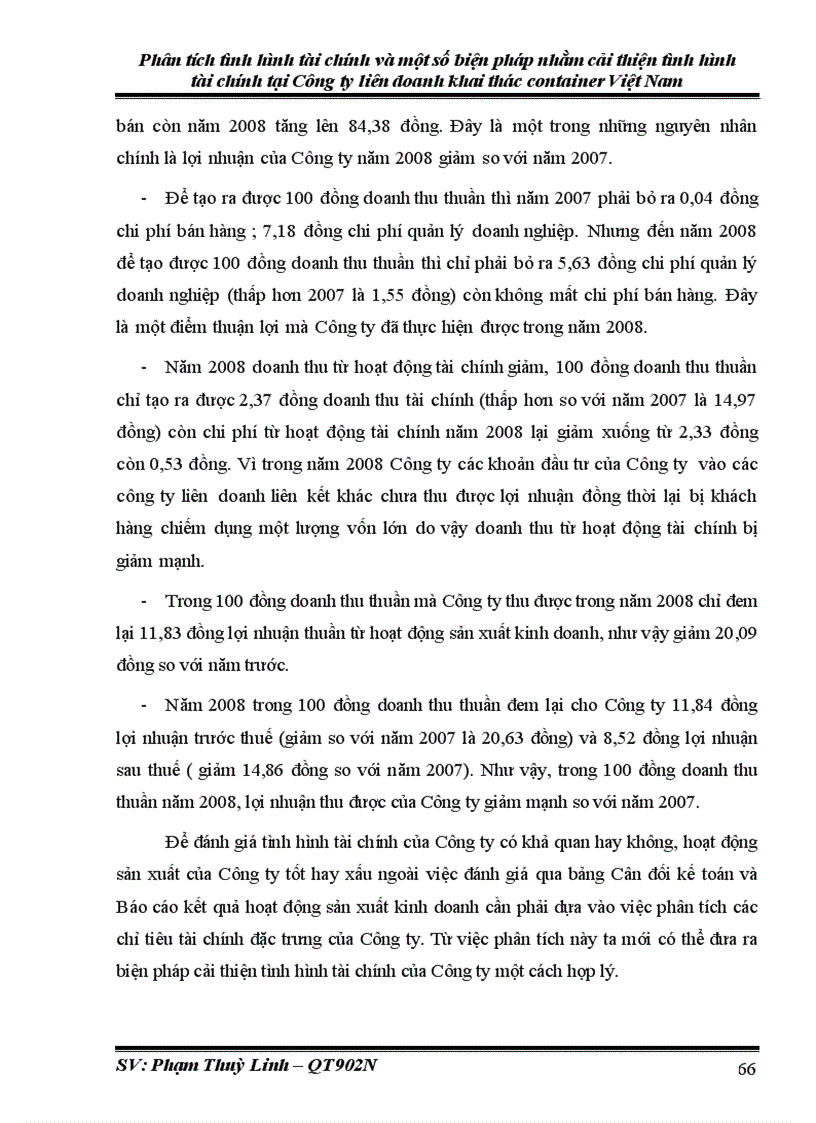 image for page Phân tích tình hình tài chính và một số biện pháp nhằm cải thiện tình hình tài chính tại Công ty liên doanh khai thác container Việt Nam