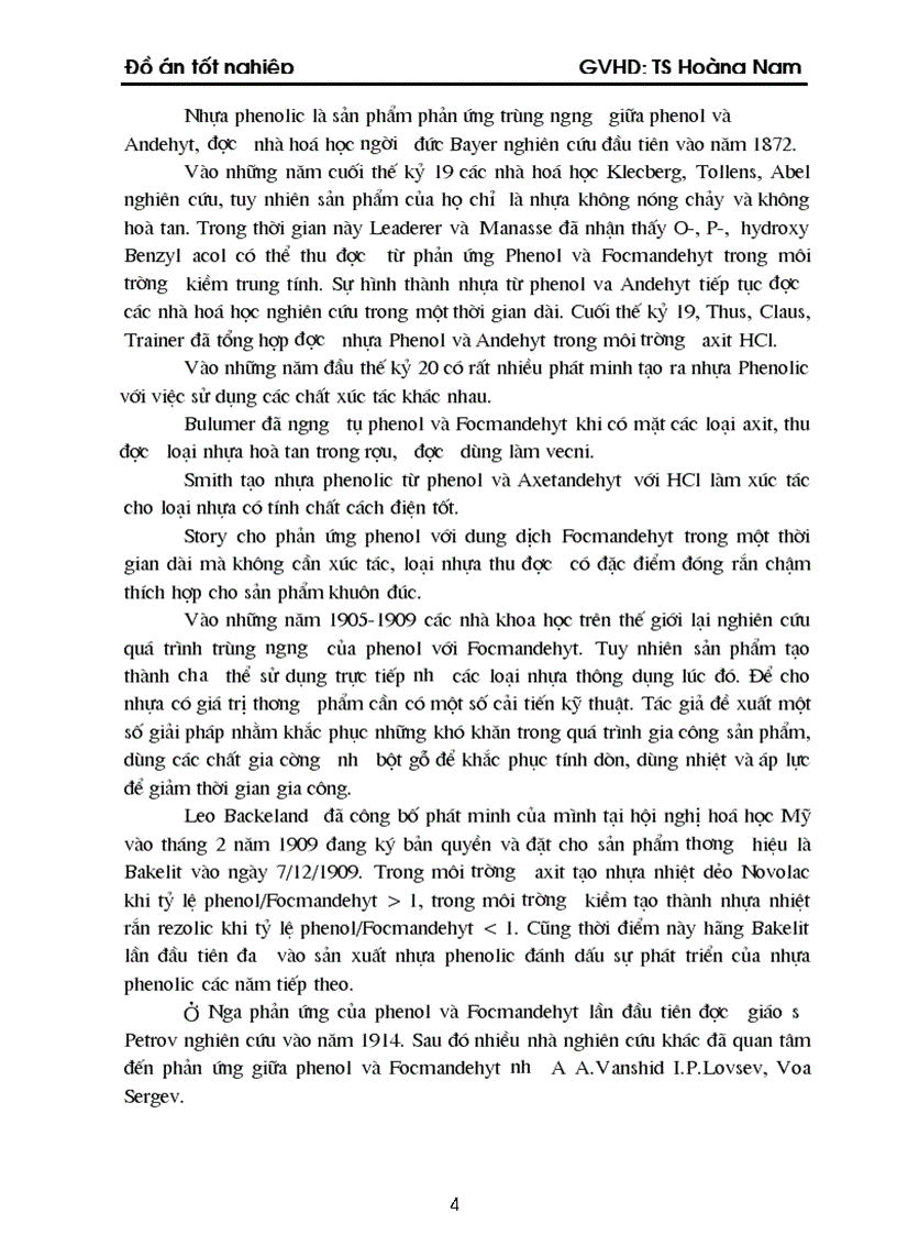 Thiết kế dây chuyền sản xuất nhựa phenol focmandehyt dạng novolac theo phương pháp gián đoạn