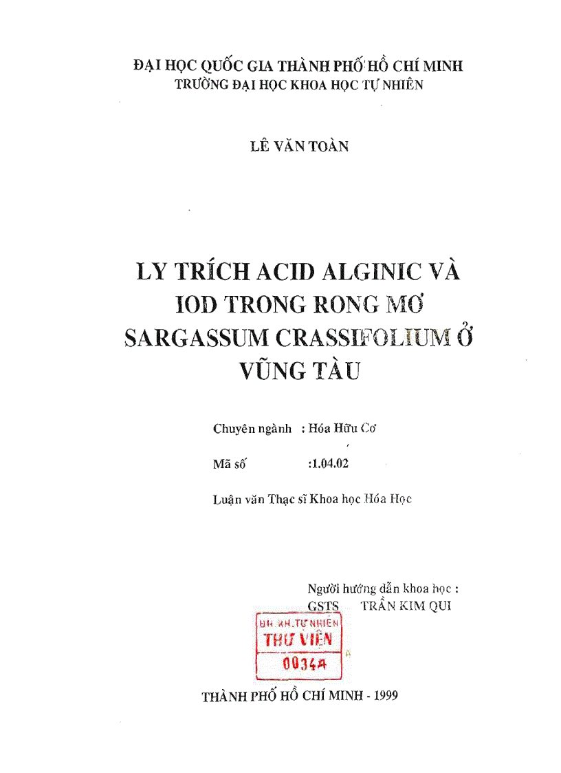 image for page Ly trích acid alginic và iod trong rong mơ sargassum crassifolium ở vũng tàu