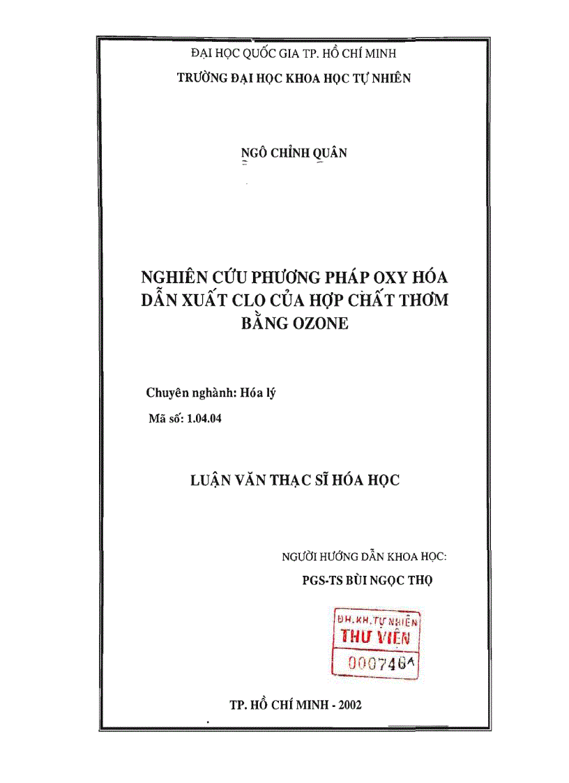 image for page Nghiên cứu phương pháp oxy hóa dẫn xuất clo của hợp chất thơm bằng ozone