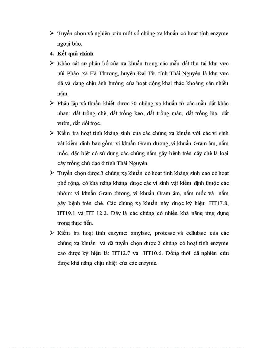 image for page Tuyển chọn và nghiên cứu hoạt tính sinh học của một số chủng xạ khuẩn phân lập ở núi Pháo Đại Từ Thái Nguyên