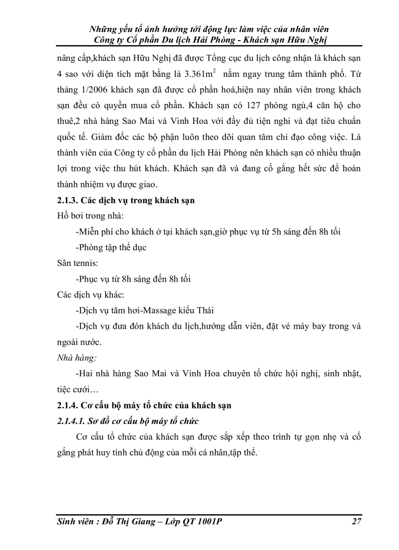 image for page Những yếu tố ảnh hưởng tới động lực làm việc của nhân viên Công ty Cổ phần Du lịch Hải Phòng Khách sạn Hữu Nghị