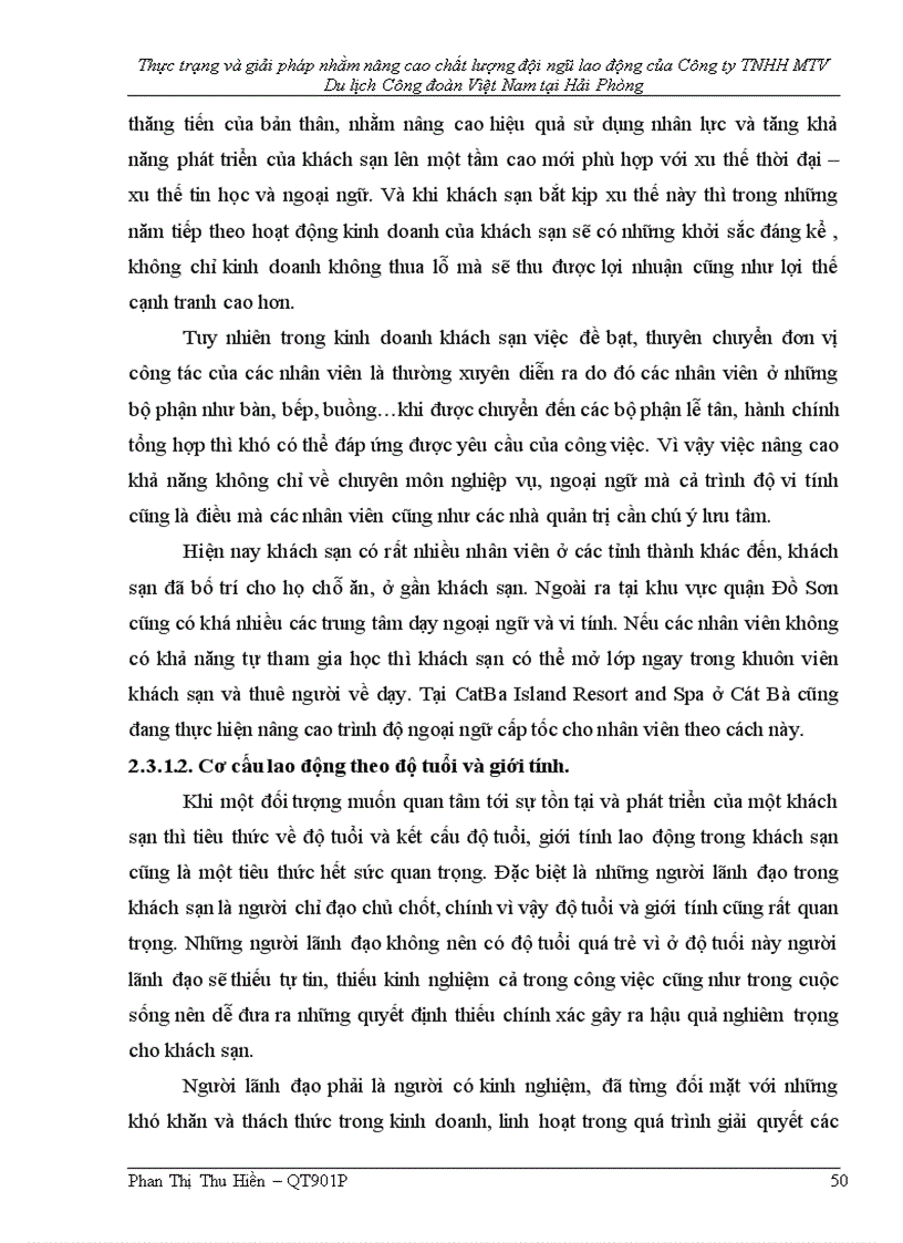 image for page Thực trạng và giải pháp nhằm nâng cao chất lượng đội ngũ lao động của Công ty TNHH MTV Du lịch Công đoàn Việt Nam tại Hải Phòng