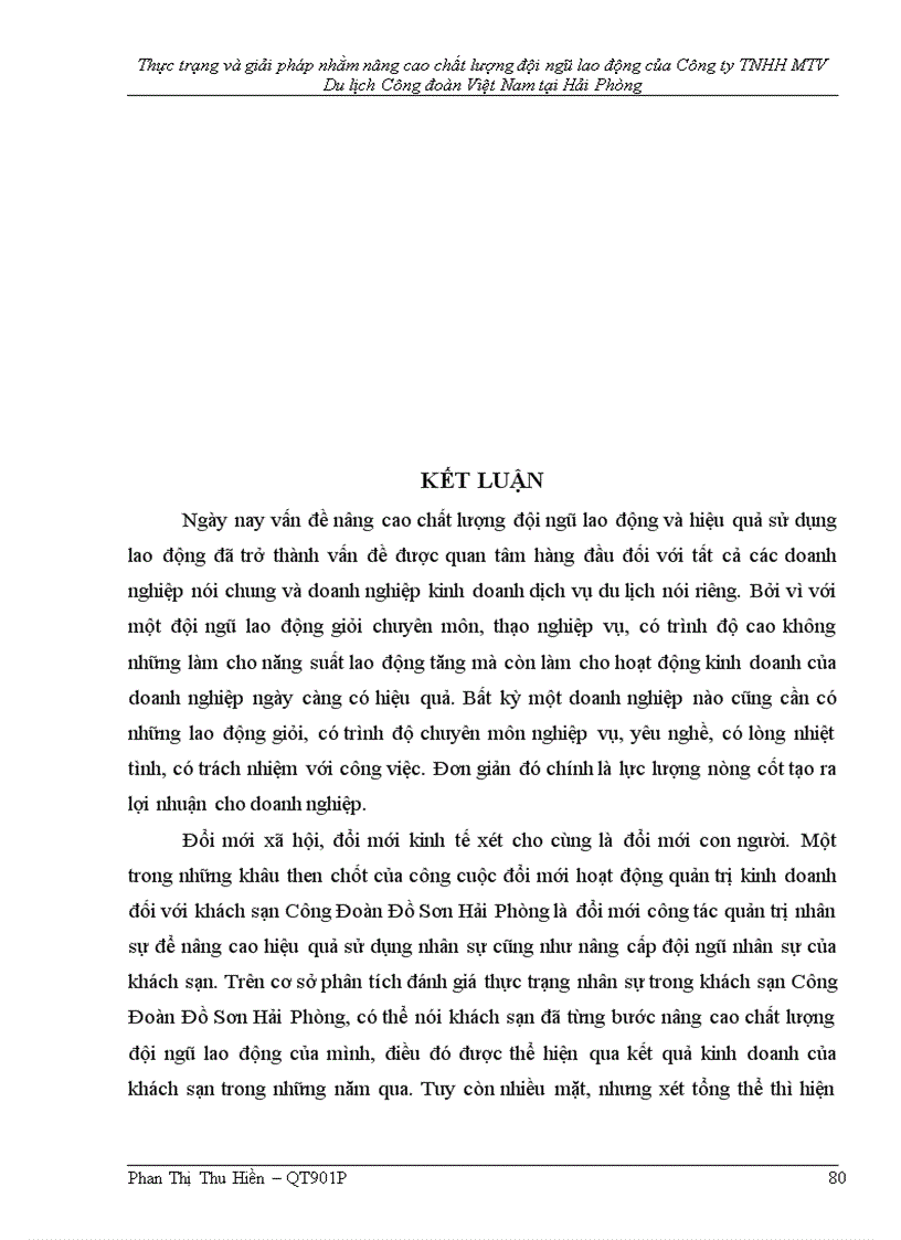 image for page Thực trạng và giải pháp nhằm nâng cao chất lượng đội ngũ lao động của Công ty TNHH MTV Du lịch Công đoàn Việt Nam tại Hải Phòng