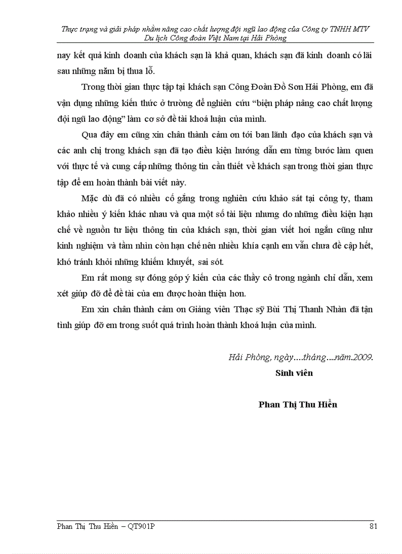 image for page Thực trạng và giải pháp nhằm nâng cao chất lượng đội ngũ lao động của Công ty TNHH MTV Du lịch Công đoàn Việt Nam tại Hải Phòng