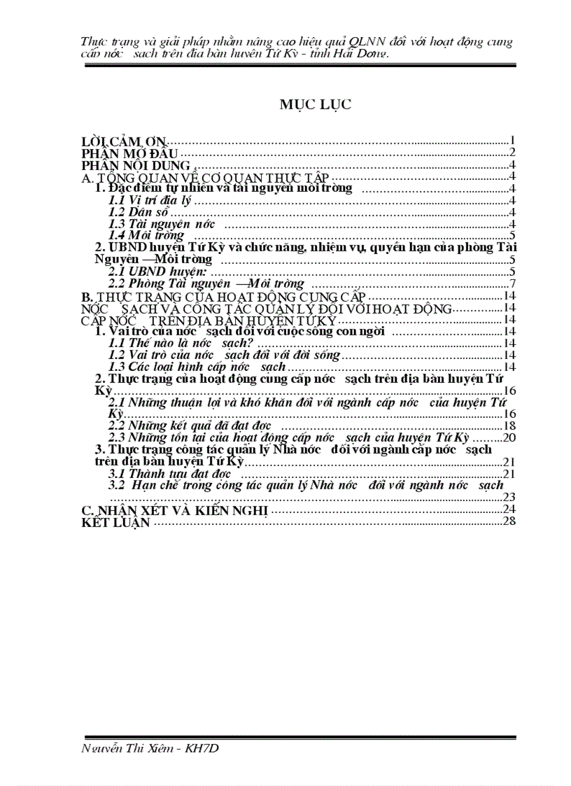 image for page Thực trạng và giải pháp nhằm nâng cao hiệu quả QLNN đối với hoạt động cung cấp nước sạch trên địa bàn huyện Tứ Kỳ tỉnh Hải Dương