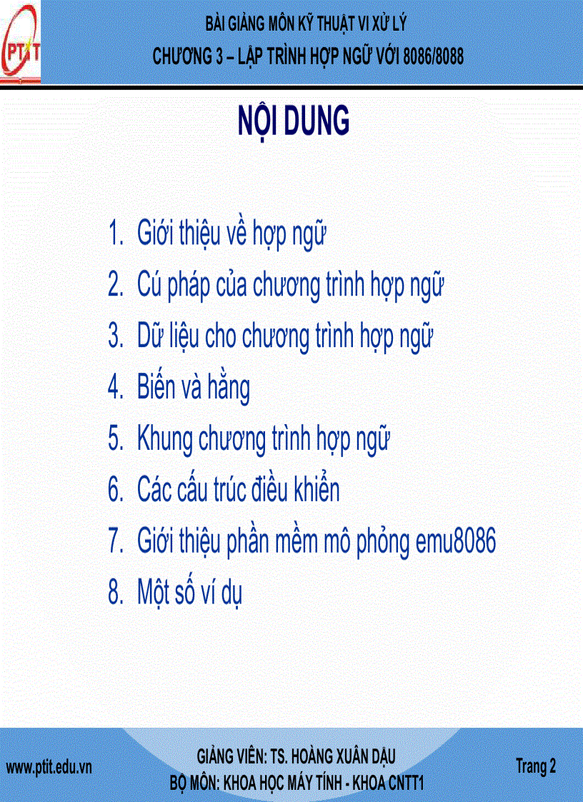 image for page Giáo Trình kĩ thuật vi xử lý LẬP TRÌNH HỢP NGỮ VỚI 8086 8088