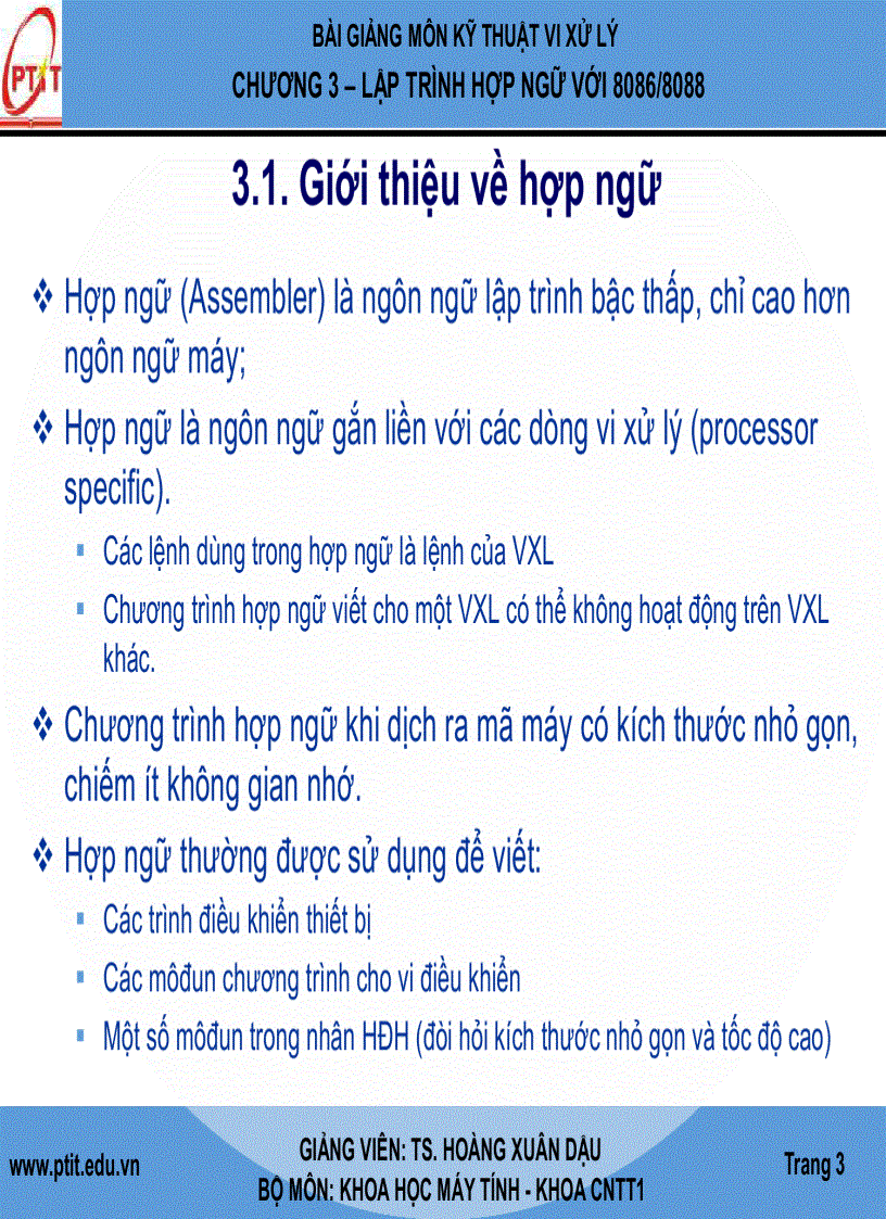 image for page Giáo Trình kĩ thuật vi xử lý LẬP TRÌNH HỢP NGỮ VỚI 8086 8088