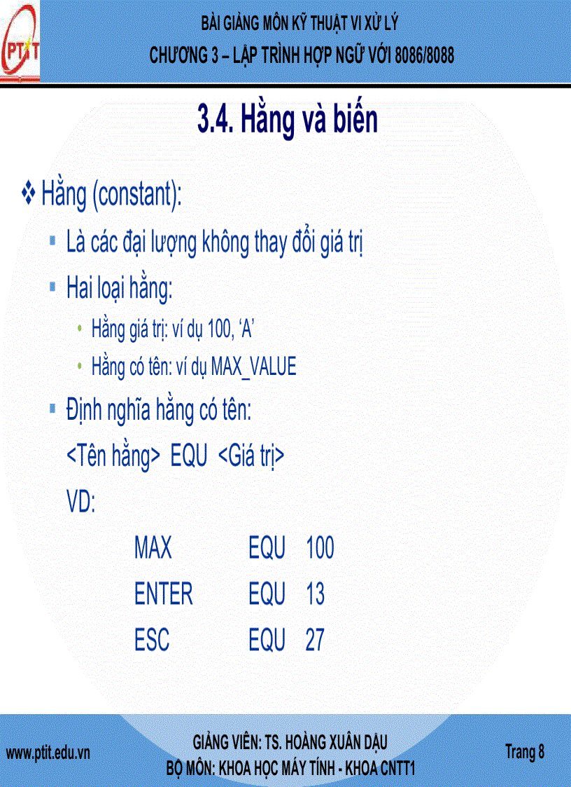 image for page Giáo Trình kĩ thuật vi xử lý LẬP TRÌNH HỢP NGỮ VỚI 8086 8088