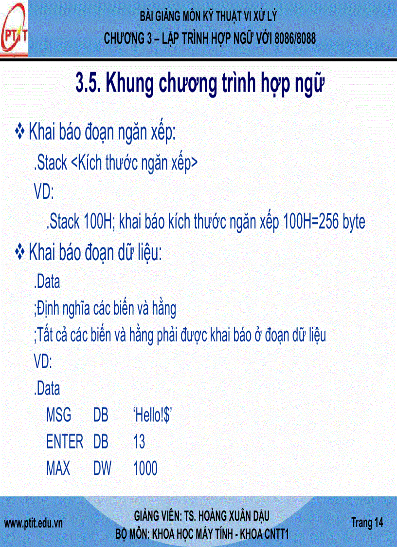 image for page Giáo Trình kĩ thuật vi xử lý LẬP TRÌNH HỢP NGỮ VỚI 8086 8088