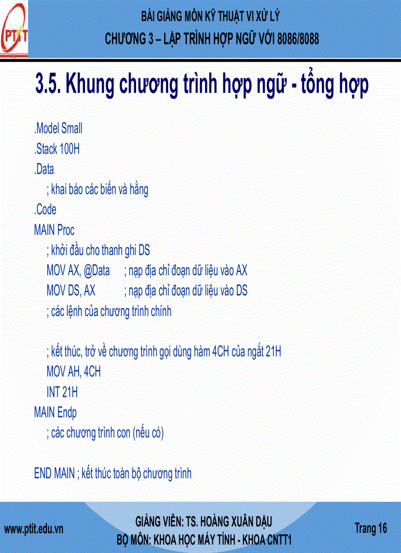 image for page Giáo Trình kĩ thuật vi xử lý LẬP TRÌNH HỢP NGỮ VỚI 8086 8088