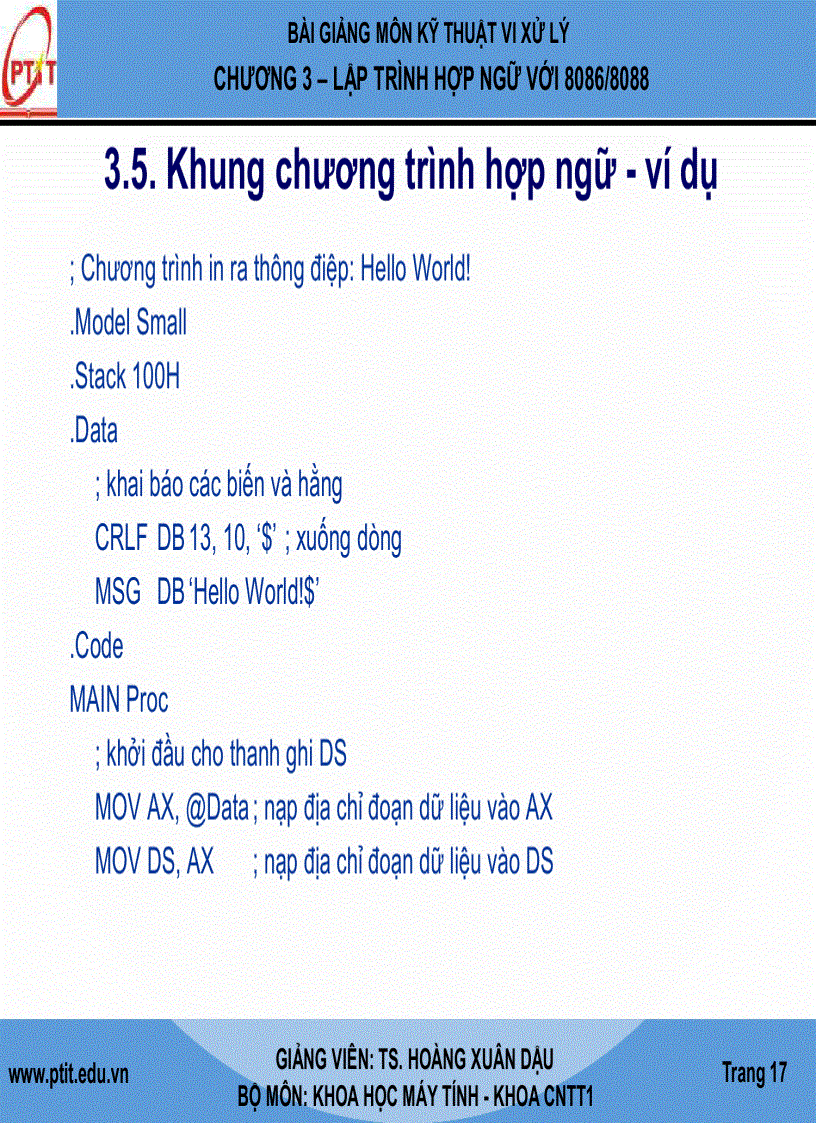 image for page Giáo Trình kĩ thuật vi xử lý LẬP TRÌNH HỢP NGỮ VỚI 8086 8088