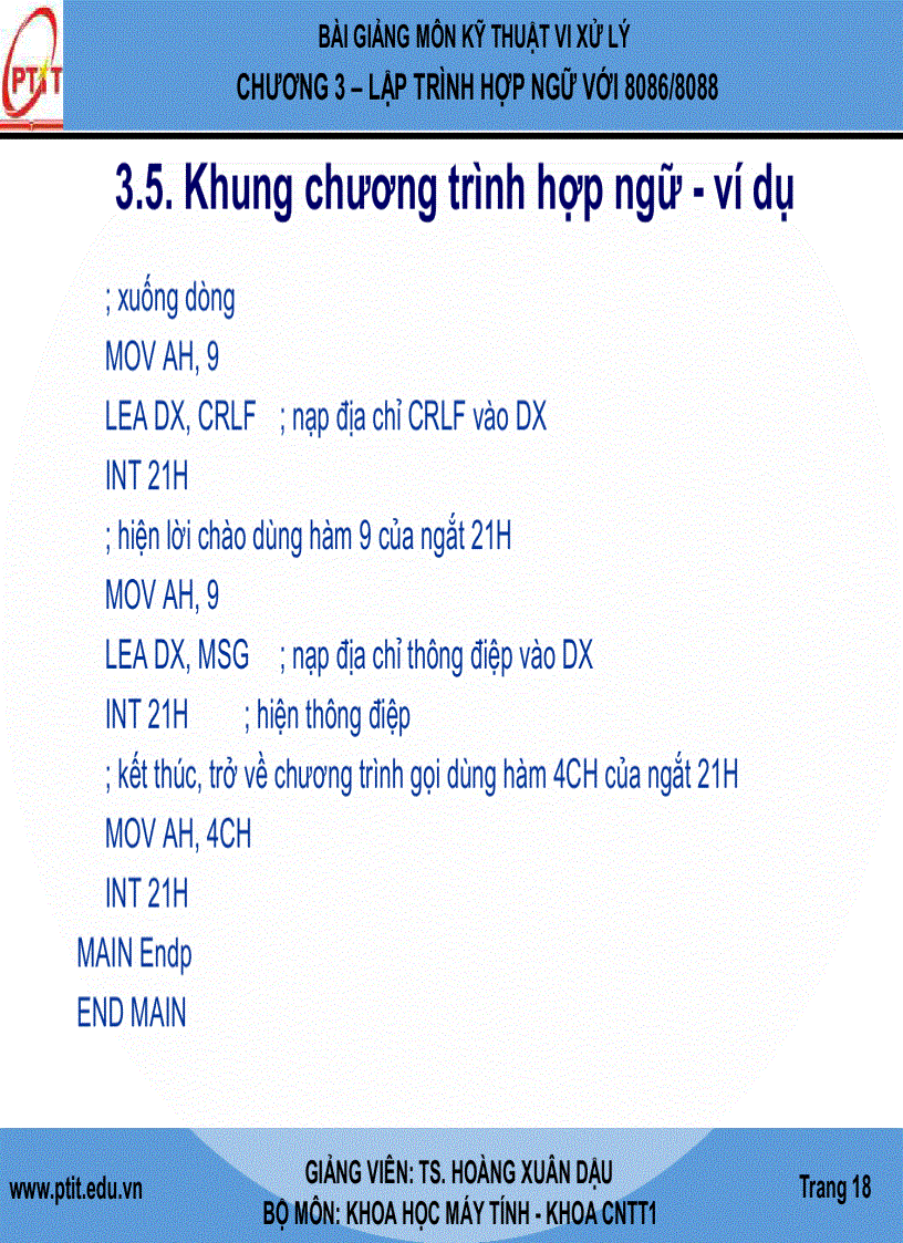 image for page Giáo Trình kĩ thuật vi xử lý LẬP TRÌNH HỢP NGỮ VỚI 8086 8088