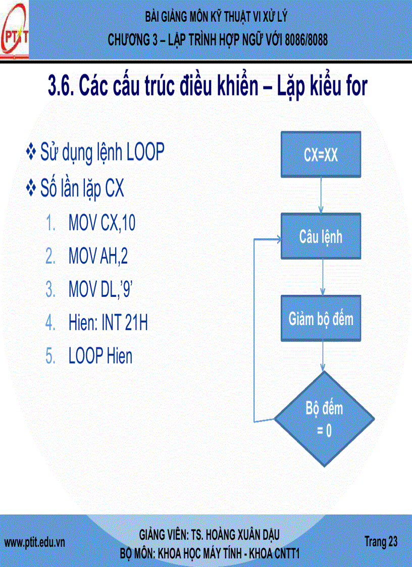 image for page Giáo Trình kĩ thuật vi xử lý LẬP TRÌNH HỢP NGỮ VỚI 8086 8088