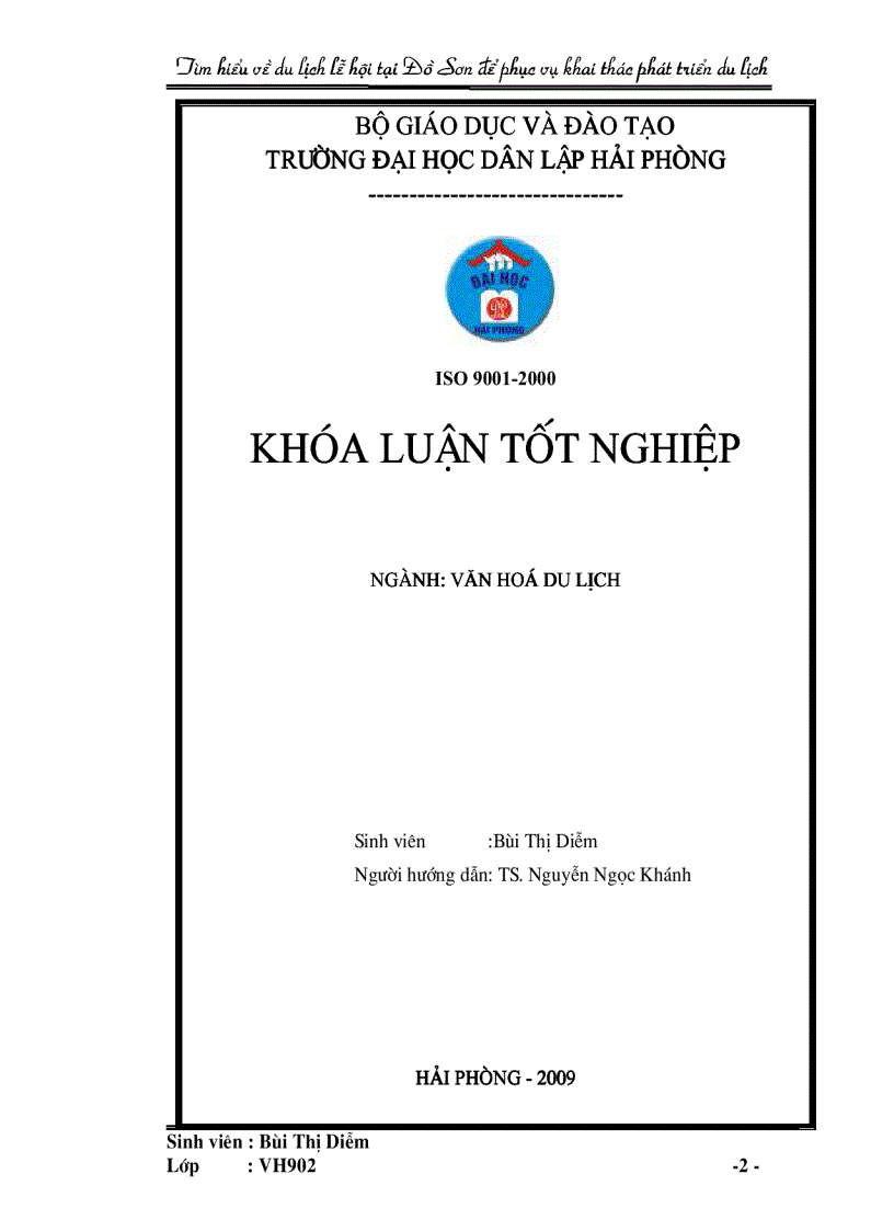 image for page Tìm hiểu về du lịch lễ hội tại Đồ Sơn để phục vụ khai thác và phát triển du lịch