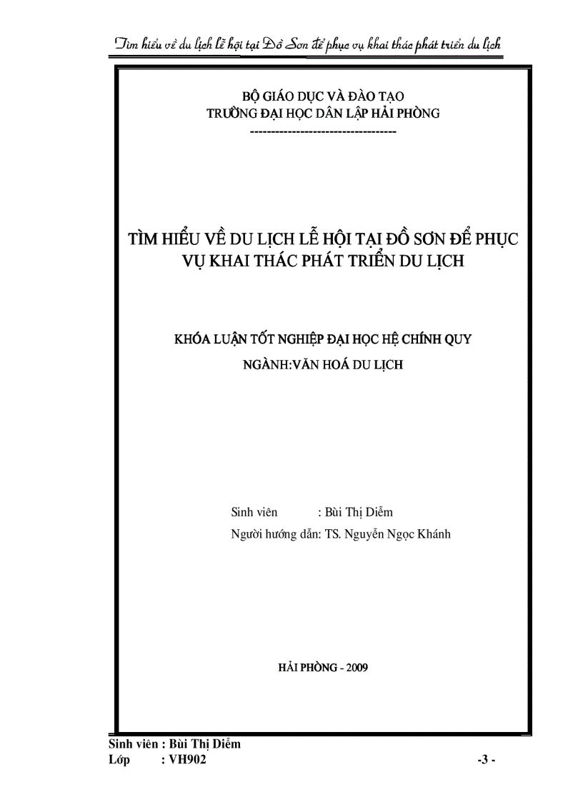 image for page Tìm hiểu về du lịch lễ hội tại Đồ Sơn để phục vụ khai thác và phát triển du lịch