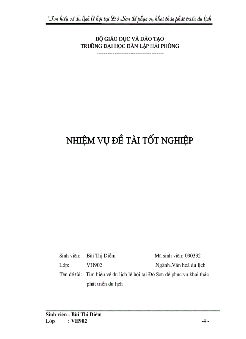 image for page Tìm hiểu về du lịch lễ hội tại Đồ Sơn để phục vụ khai thác và phát triển du lịch