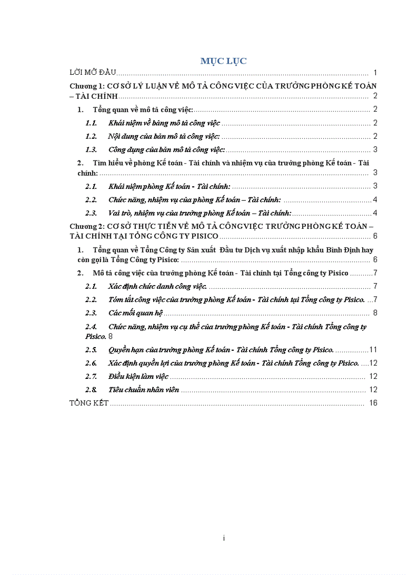 image for page Mô tả công việc trưởng phòng kế toán tài chính tại tổng công ty pisico