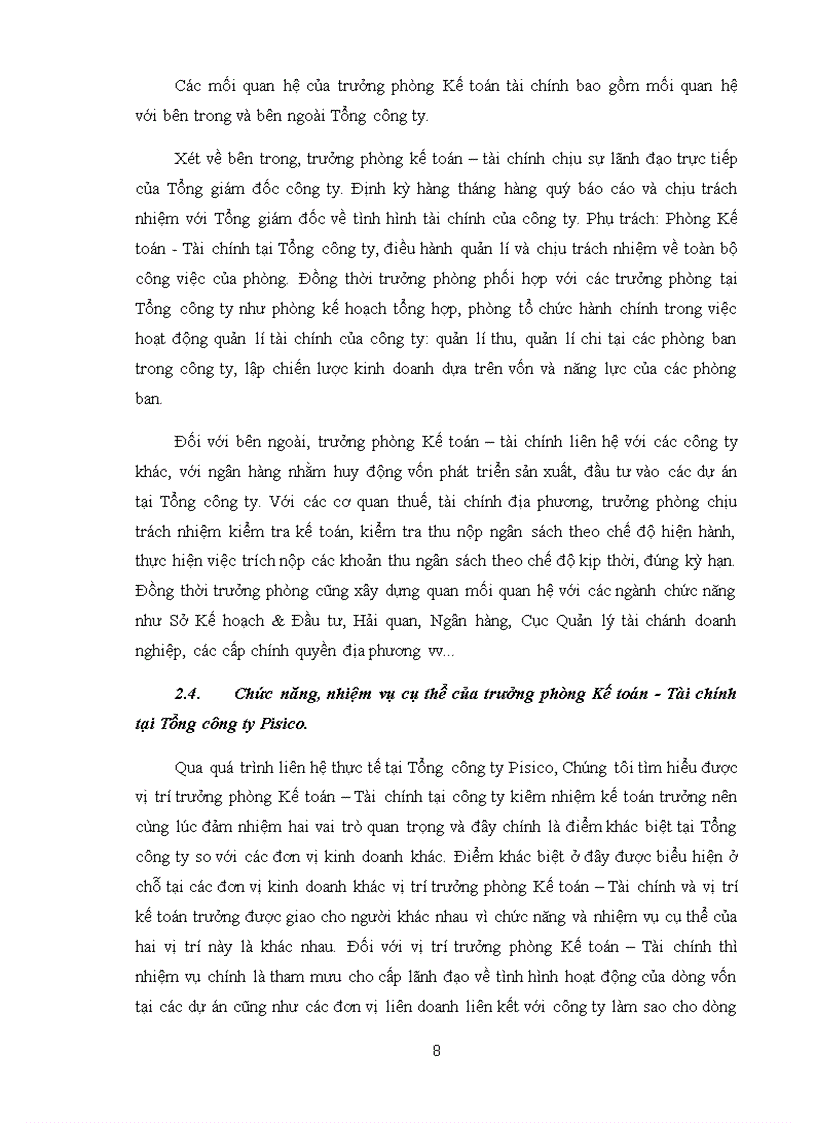 image for page Mô tả công việc trưởng phòng kế toán tài chính tại tổng công ty pisico